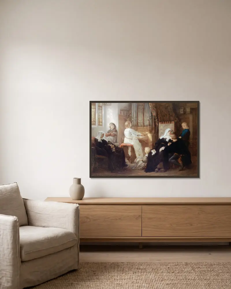 La veuve du maître de chapelle av Alexandre Cabanel inramad på en vägg