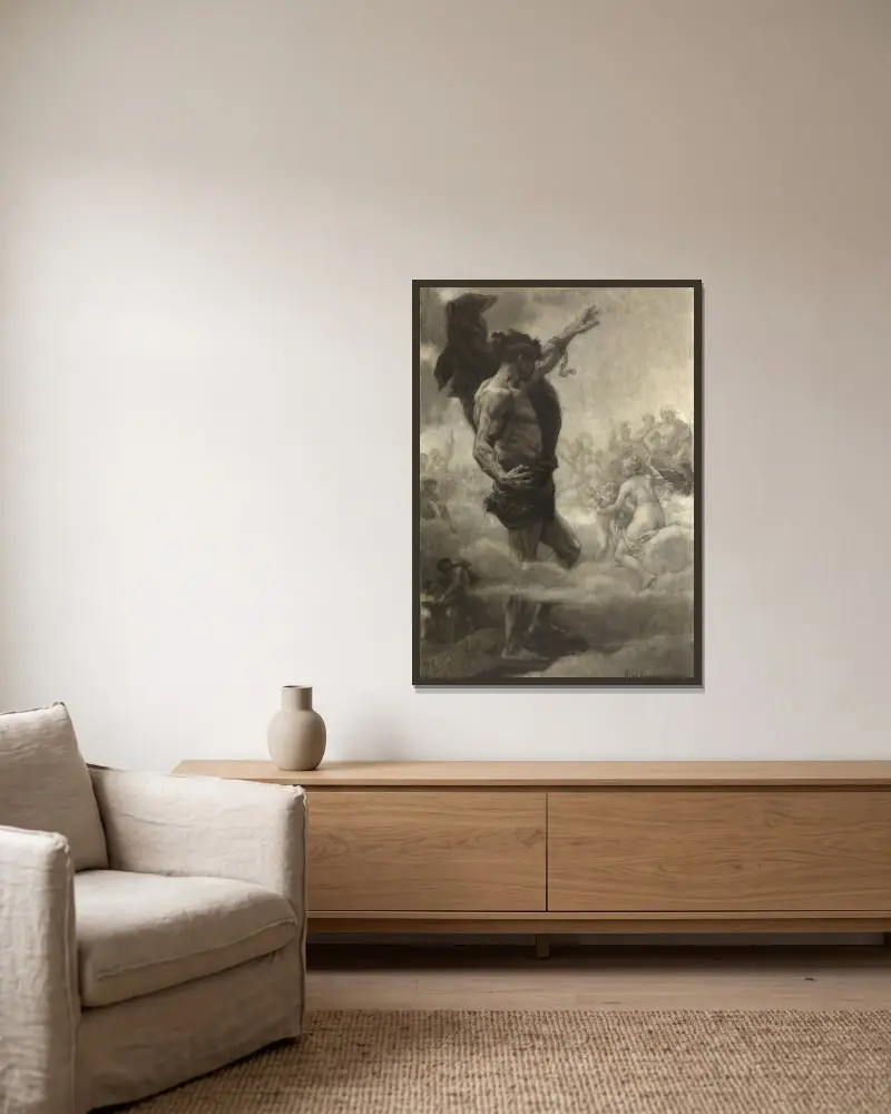 Le Titan av Alexandre Cabanel inramad på en vägg
