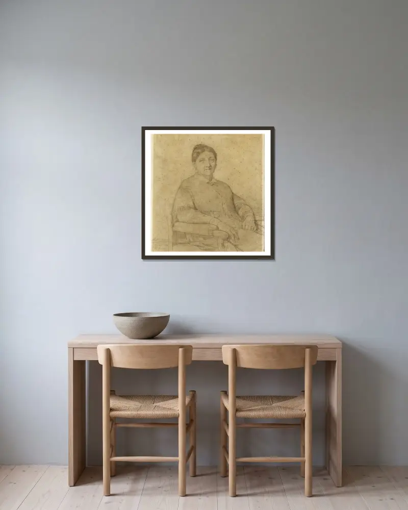 Porträtt av fru Paccini, mor till herr Paton av Alexandre Cabanel inramad på en vägg