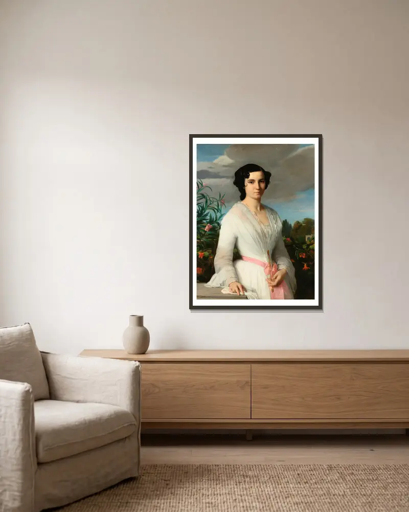 Bildnis der Mademoiselle Louise Marès von Alexandre Cabanel gerahmt an einer Wand