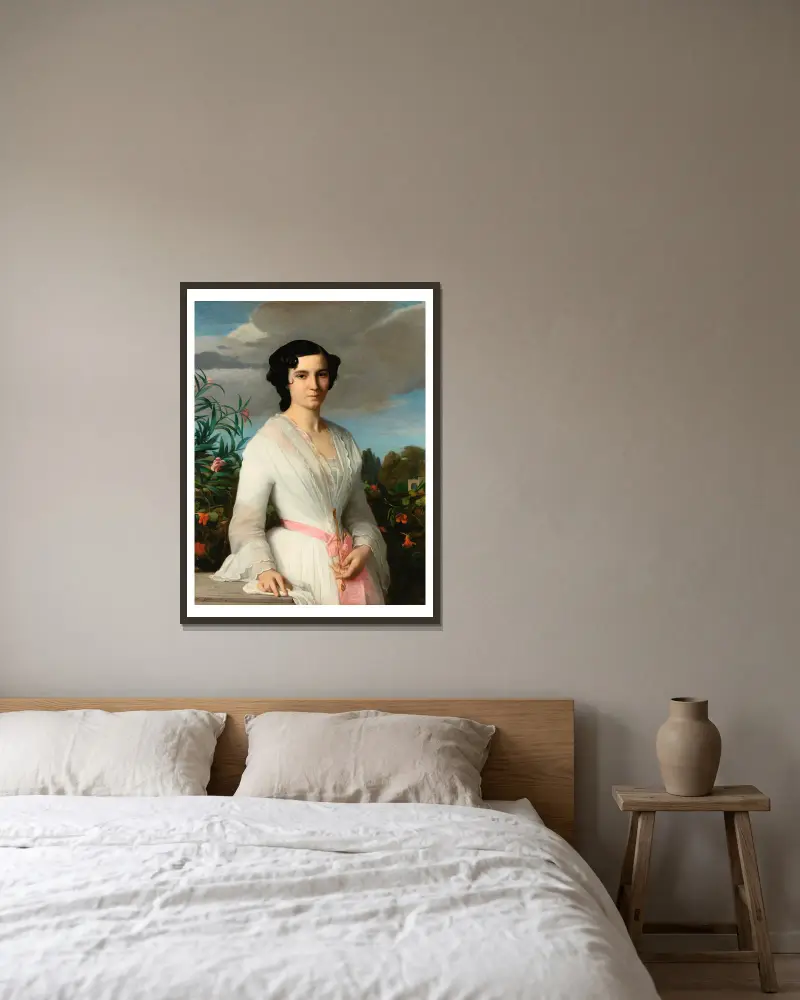 Bildnis der Mademoiselle Louise Marès von Alexandre Cabanel gerahmt an einer Wand