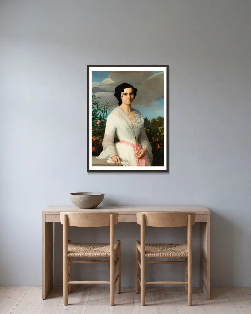 Bildnis der Mademoiselle Louise Marès von Alexandre Cabanel gerahmt an einer Wand