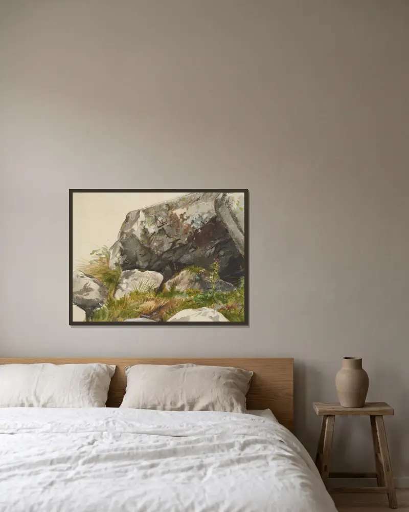 Felsenlandschaft von Alexandre Cabanel gerahmt an einer Wand