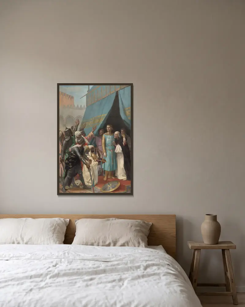 Ludvig den helige som fånge i Palestina av Alexandre Cabanel inramad på en vägg
