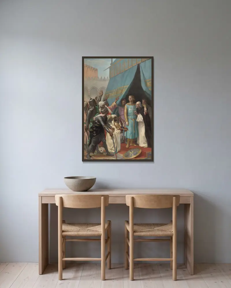 Ludvig den helige som fånge i Palestina av Alexandre Cabanel inramad på en vägg