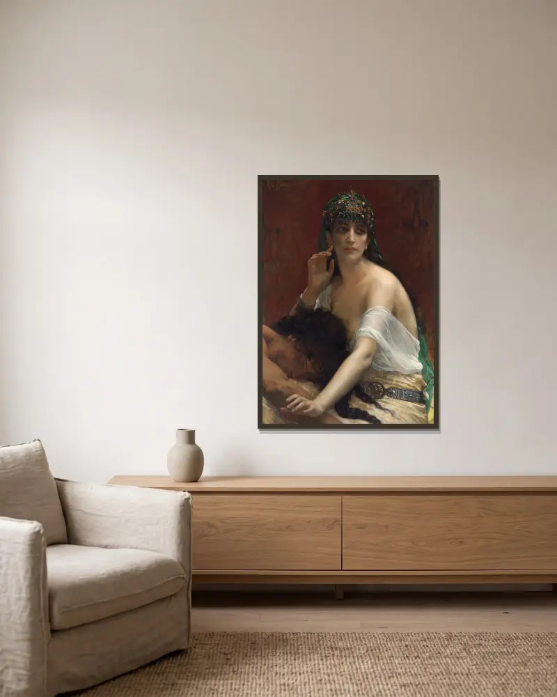 Samson And Delilah av Alexandre Cabanel inramad på en vägg