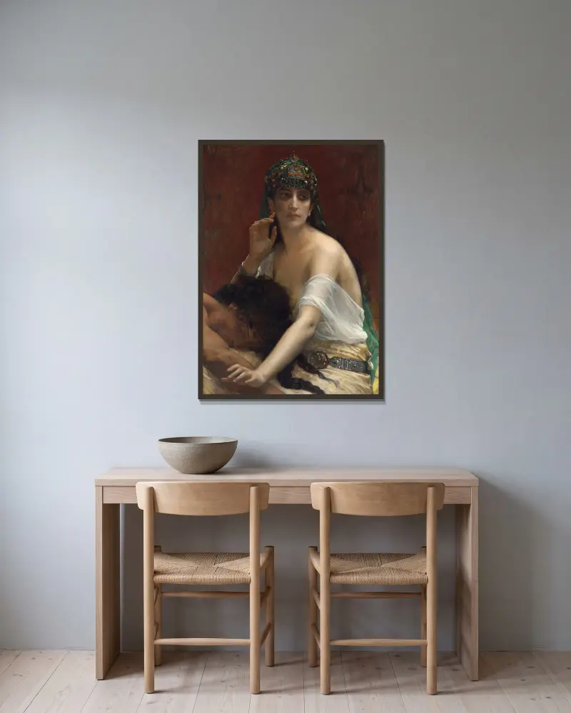 Samson And Delilah av Alexandre Cabanel inramad på en vägg