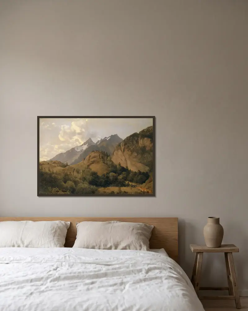 Ingången till Urbachdalen med Ritzlihorn av Alexandre Calame inramad på en vägg