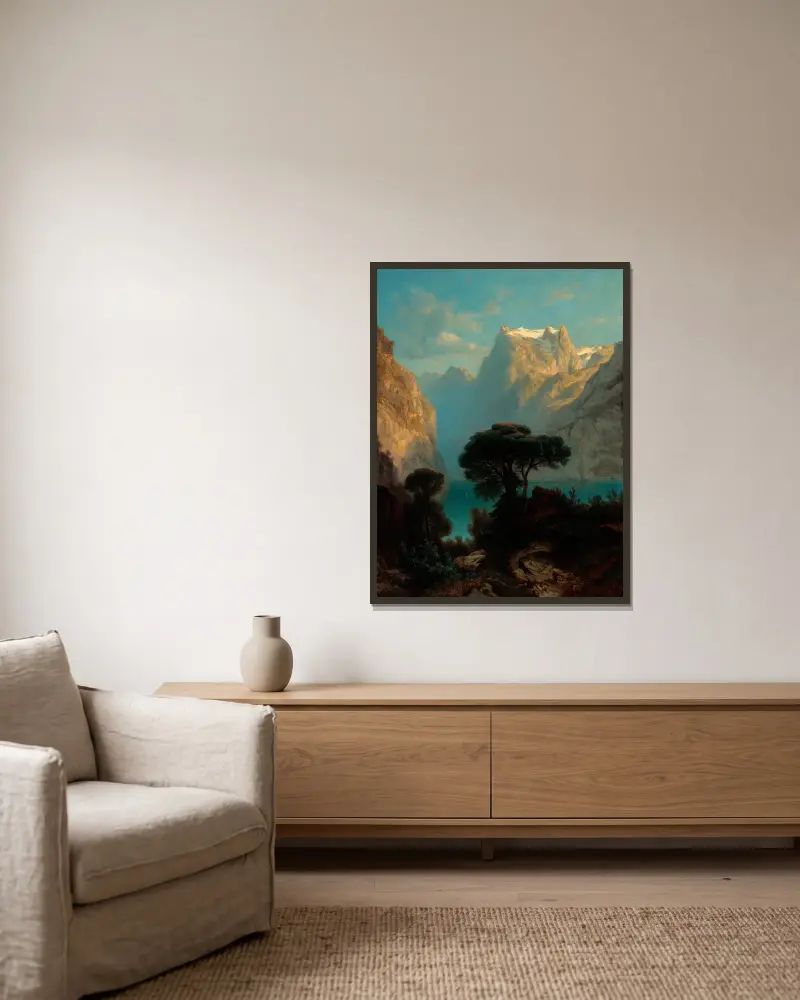 Der Vierwaldstättersee von Alexandre Calame gerahmt an einer Wand