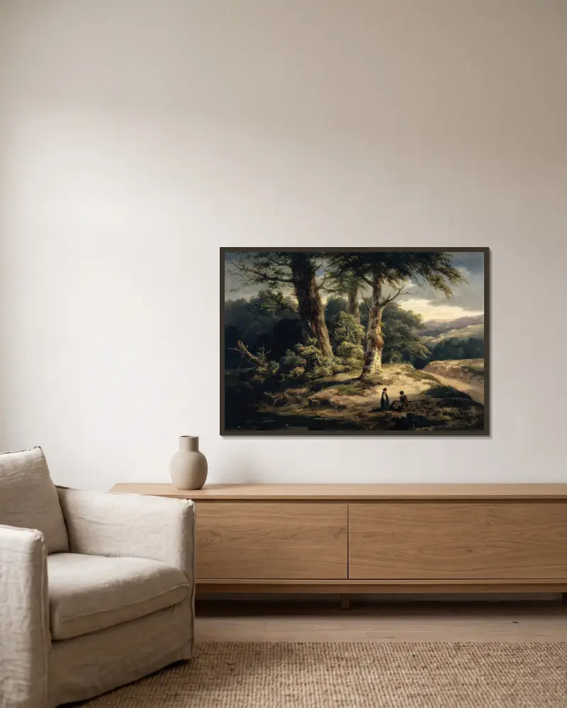 Krajobraz leśny, Alexandre Calame w ramie na ścianie