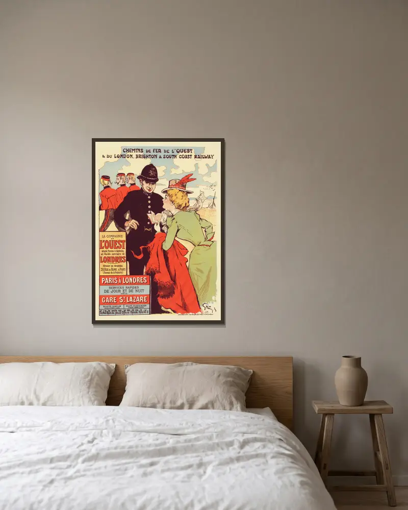 Affiche Pour La Cie De L’ouest av Jules-Alexandre Grün inramad på en vägg