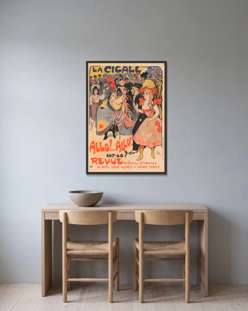 La Cigale. Allo!..Allo!, 1898 – nr 2 av Jules-Alexandre Grün inramad på en vägg