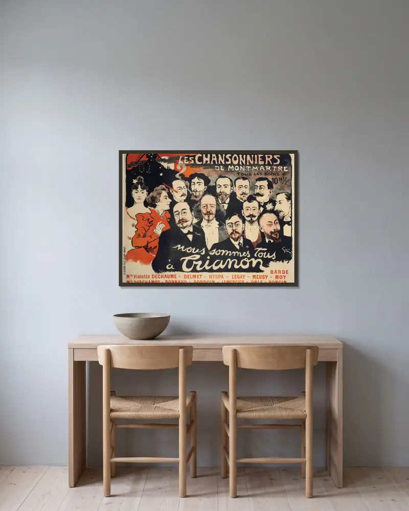 Les Chansonniers De Montmartre Tous Les Soirs A av Jules-Alexandre Grün inramad på en vägg