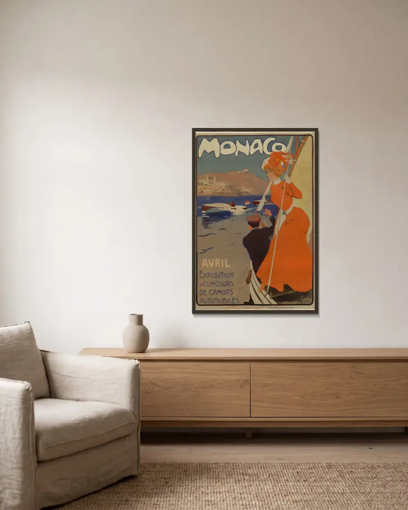 Monaco Exposition et concours de canots automobiles – nr 1 av Jules-Alexandre Grün inramad på en vägg