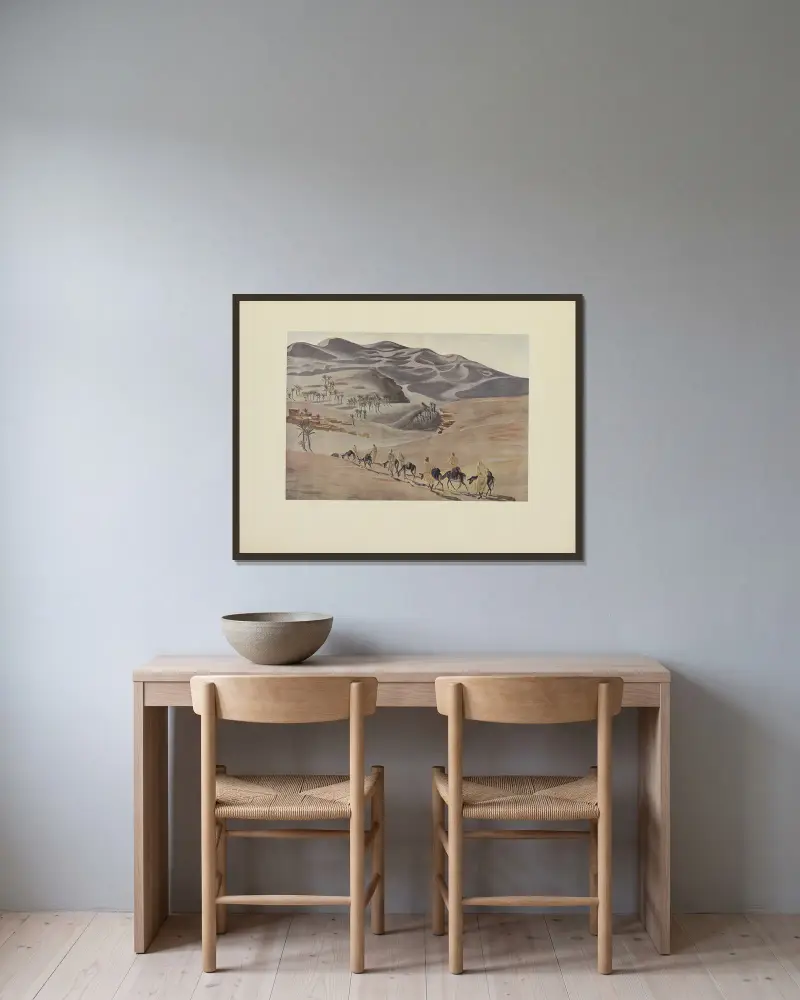 Dunes (Benni-Abbés) av Alexandre Jacovleff inramad på en vägg