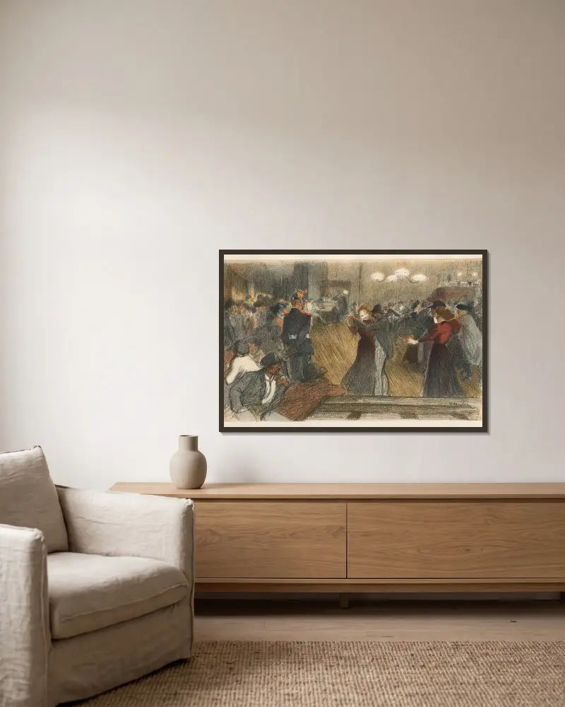 Bal de Barrière av Théophile Alexandre Steinlen inramad på en vägg