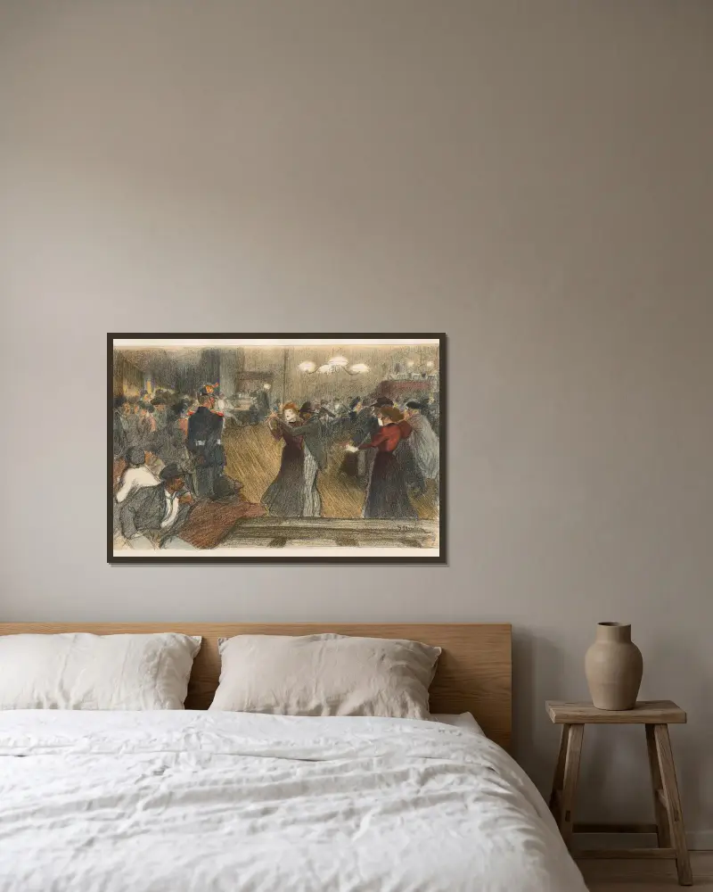 Bal de Barrière av Théophile Alexandre Steinlen inramad på en vägg