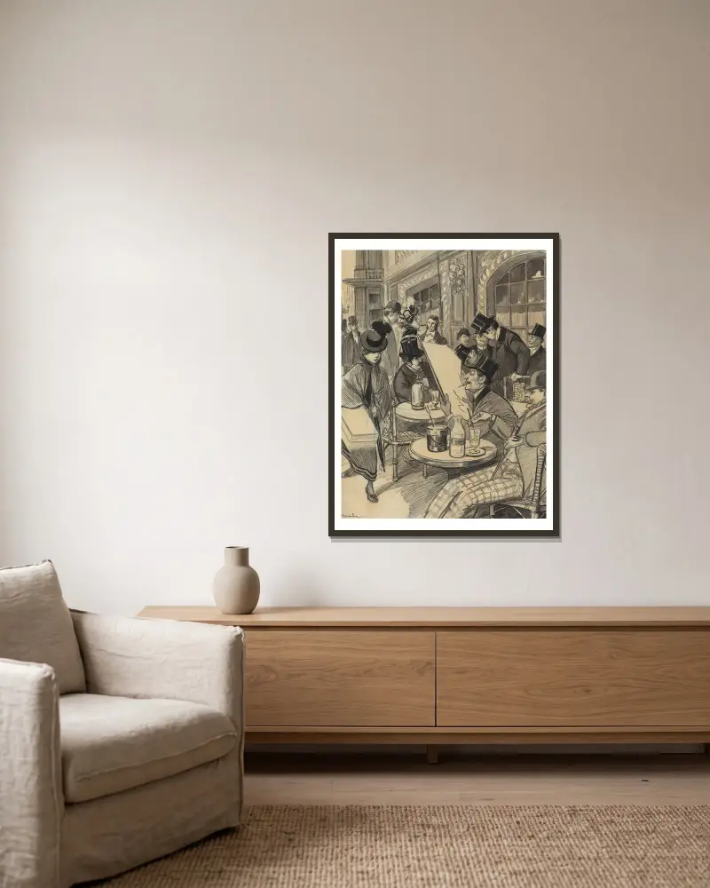 Chez Maxime av Théophile Alexandre Steinlen inramad på en vägg