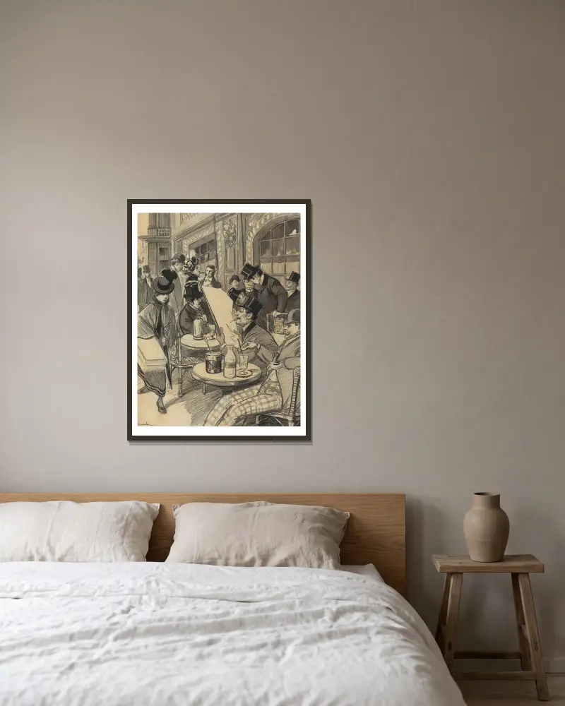 Chez Maxime av Théophile Alexandre Steinlen inramad på en vägg