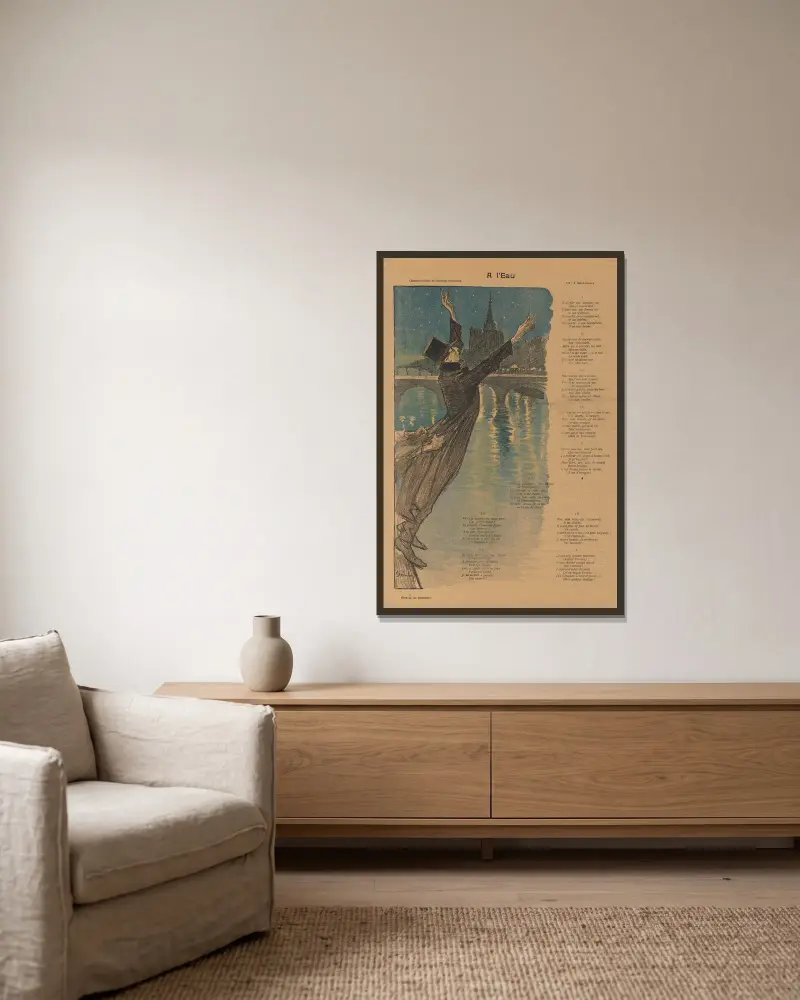 Gil Blas Illustré; Am Wasser (A l'Eau) von Théophile Alexandre Steinlen gerahmt an einer Wand