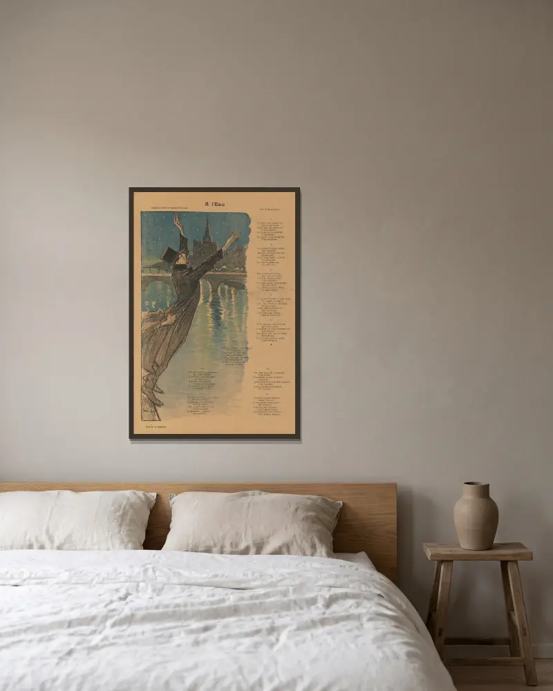 Gil Blas Illustré; Am Wasser (A l'Eau) von Théophile Alexandre Steinlen gerahmt an einer Wand