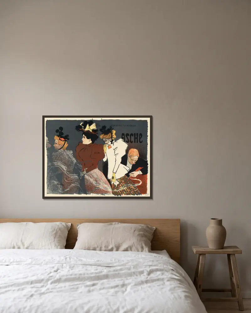 Illustration pour Asche de Fernand Vandérem av Théophile Alexandre Steinlen inramad på en vägg