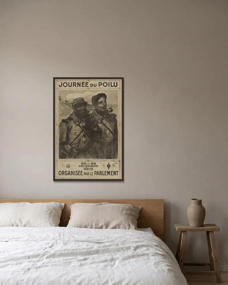 Poiludagen den 25 och 26 december 1915, anordnad av parlamentet av Théophile Alexandre Steinlen inramad på en vägg