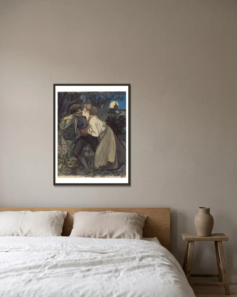 La chienne au loup av Théophile Alexandre Steinlen inramad på en vägg