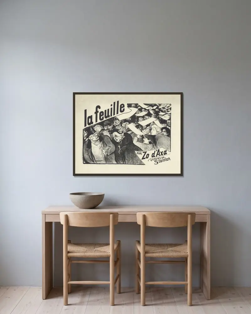 La Feuille, En vente partout, Par Zo d’Axa, Dessins de Steinlen, Théophile Alexandre Steinlen w ramie na ścianie