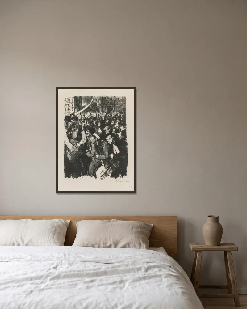 Les Moutons de Boisdeffre av Théophile Alexandre Steinlen inramad på en vägg
