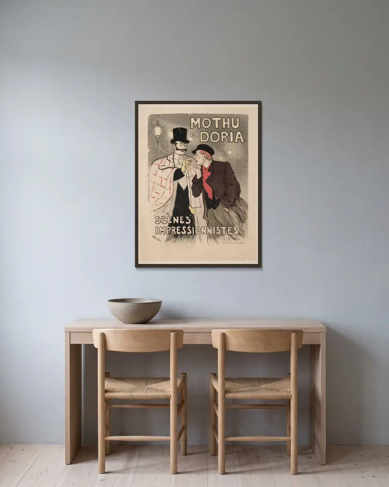 Mothu a Doria – impresionistické scény, Théophile Alexandre Steinlen v rámu na stěně