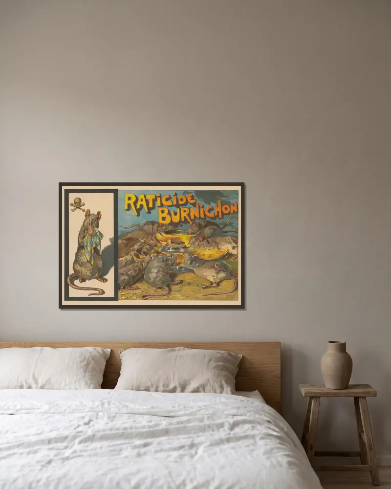 Raticide, Burnichon von Théophile Alexandre Steinlen gerahmt an einer Wand
