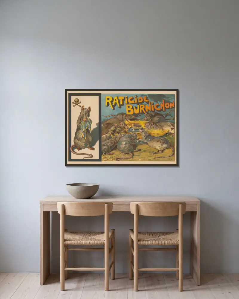 Raticide, Burnichon von Théophile Alexandre Steinlen gerahmt an einer Wand