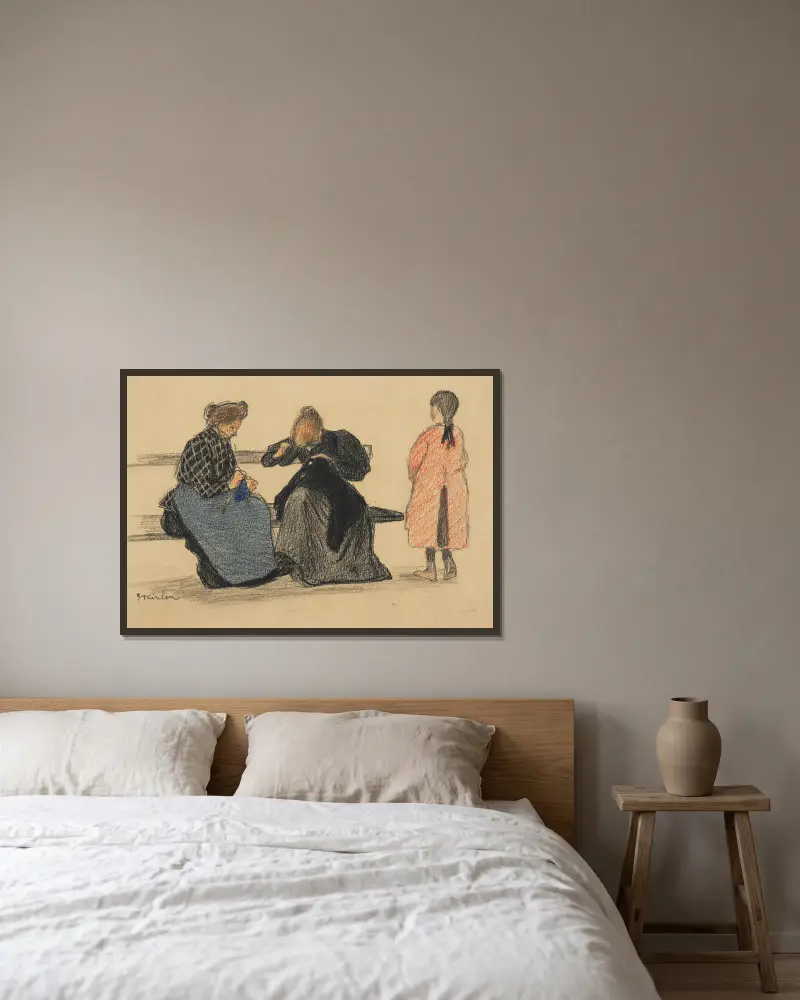 Three Figures av Théophile Alexandre Steinlen inramad på en vägg