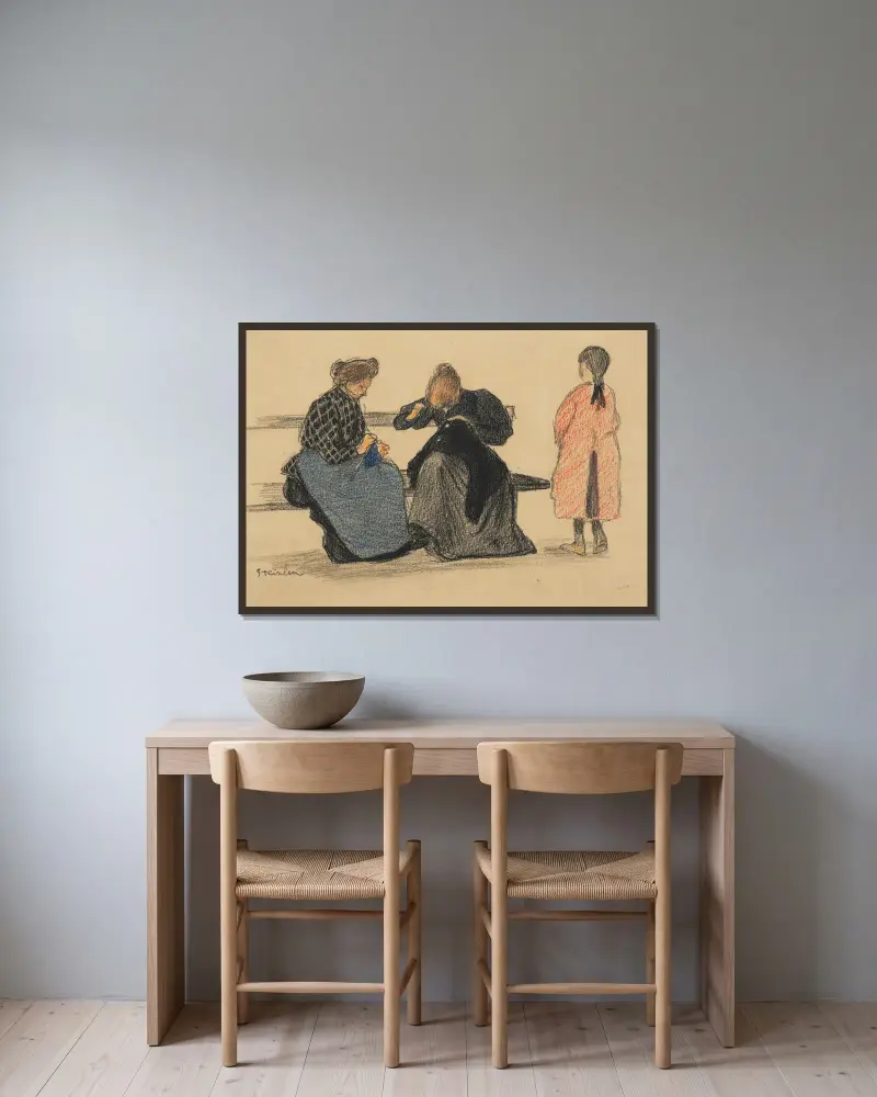Three Figures av Théophile Alexandre Steinlen inramad på en vägg