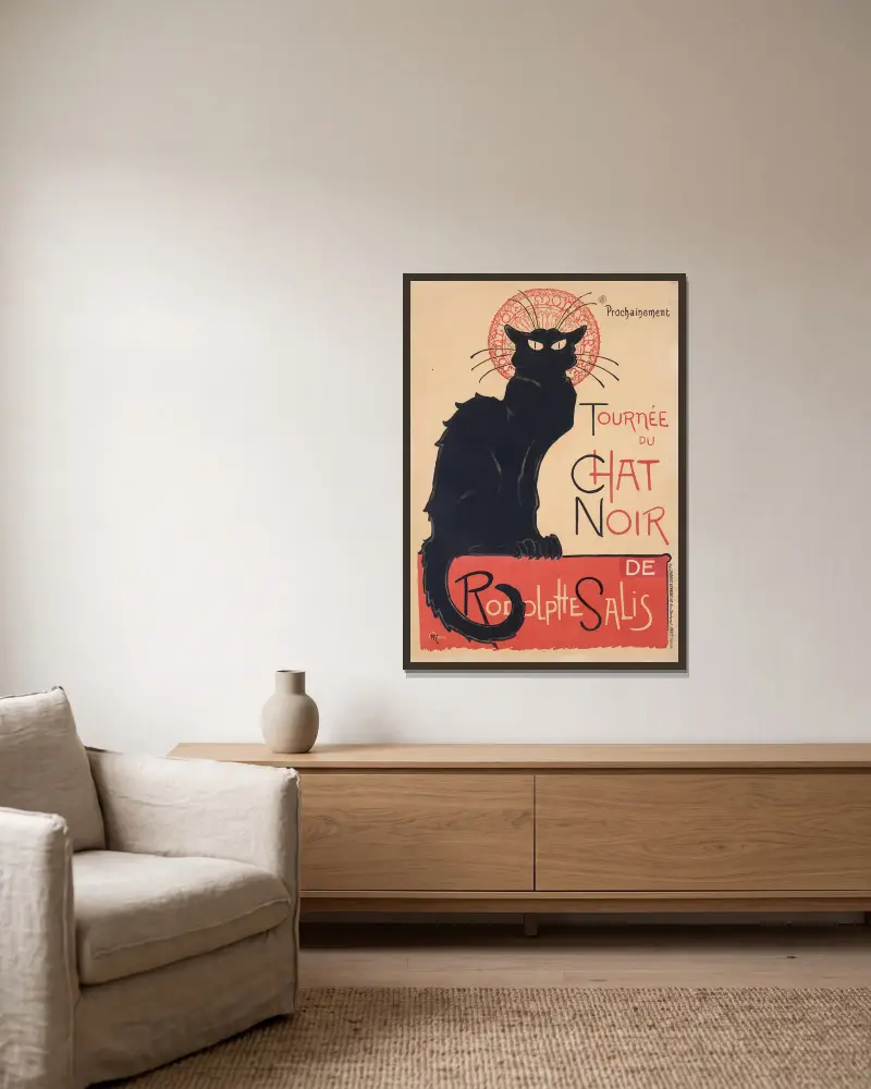Tournée du Chat Noir av Théophile Alexandre Steinlen inramad på en vägg