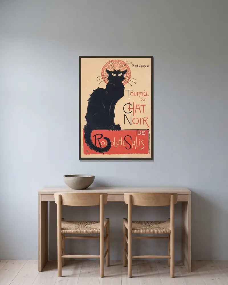 Tournée du Chat Noir av Théophile Alexandre Steinlen inramad på en vägg