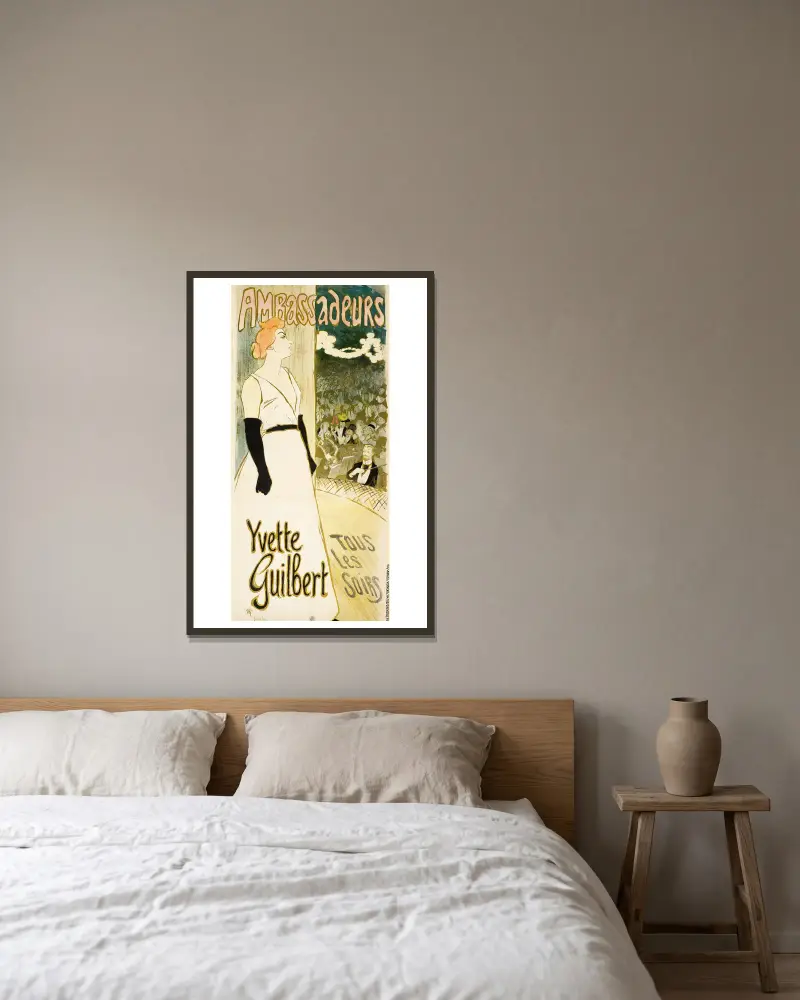 Yvette Guilbert av Théophile Alexandre Steinlen inramad på en vägg
