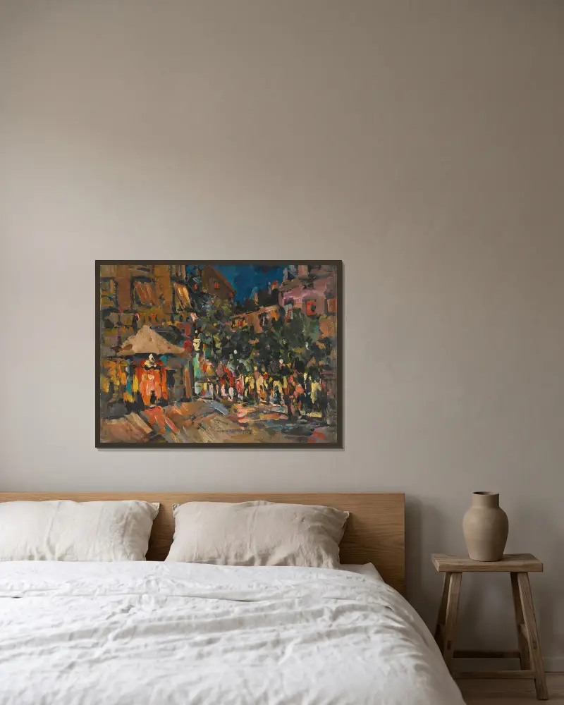 Paris By Night, 1904 av Konstantin Alexeevich Korovin inramad på en vägg