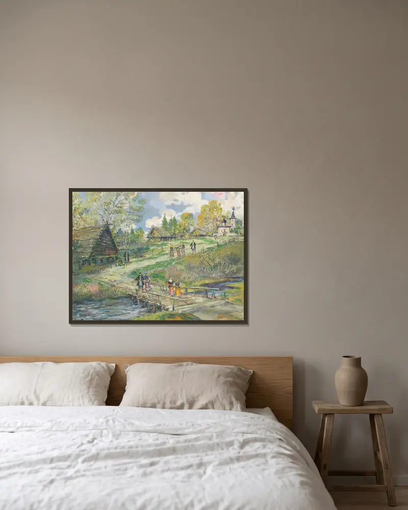 Dorfansicht von Konstantin Alexeevich Korovin gerahmt an einer Wand