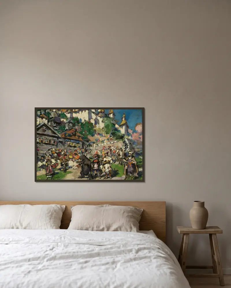 Mit Bären in Sibirien von Konstantin Alexeevich Korovin gerahmt an einer Wand