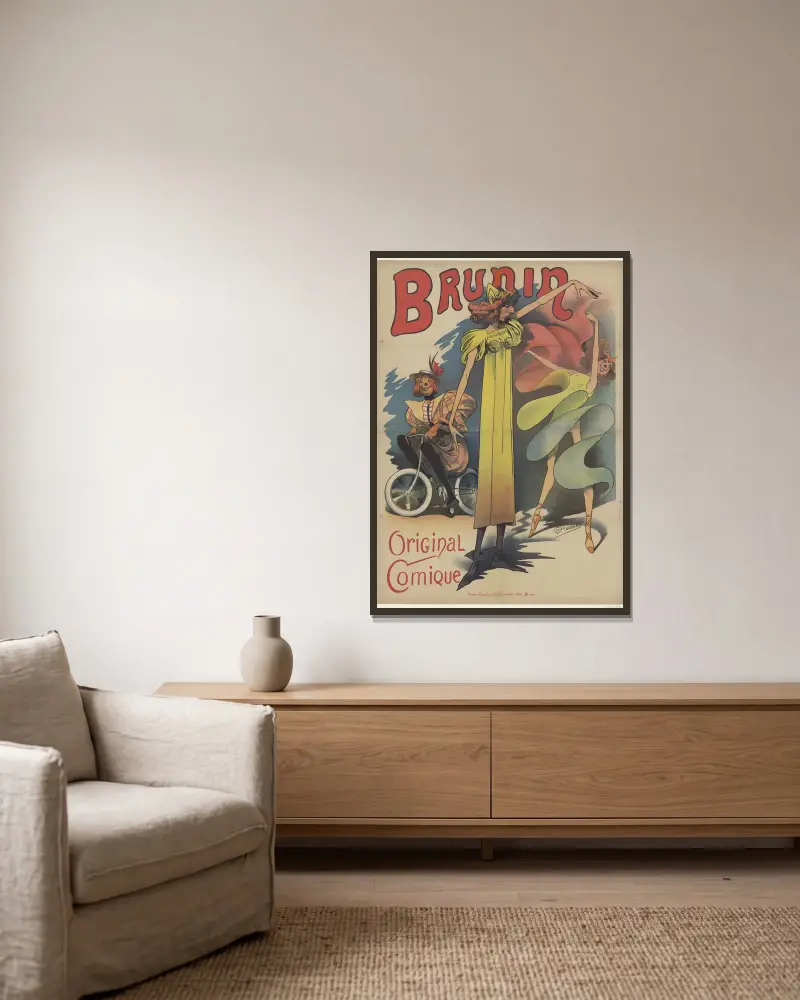Brunin. Komisches Original von Alfred Choubrac gerahmt an einer Wand