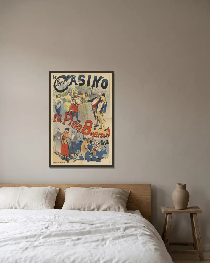 Le Petit Casino. En plein boulevard. Revy av Alfred Choubrac inramad på en vägg