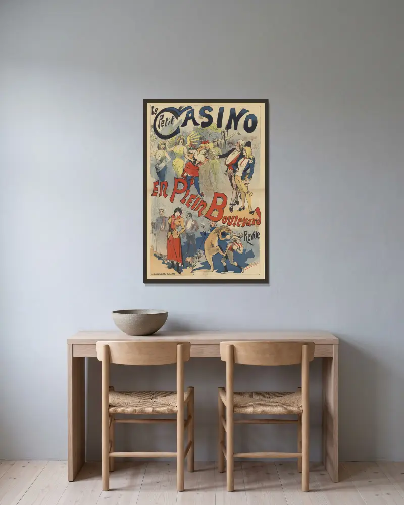 Le Petit Casino. En plein boulevard. Revy av Alfred Choubrac inramad på en vägg