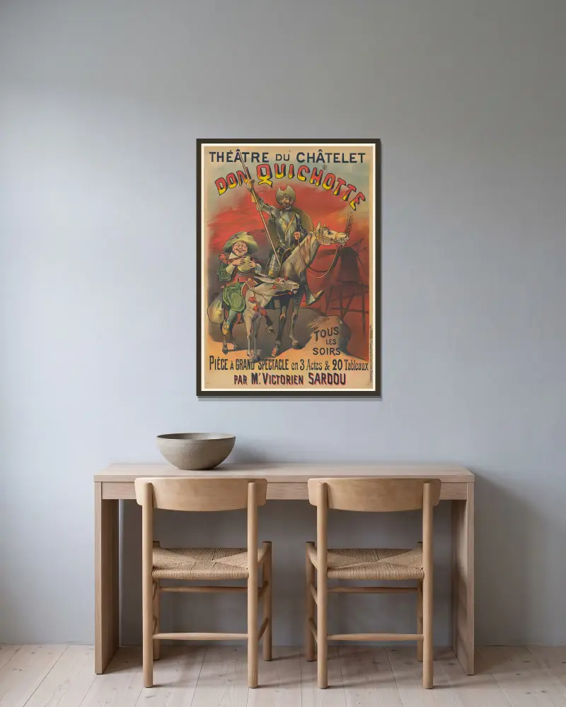 Théâtre du Châtelet. Don Quichotte … pièce à grand spectacle et 3 actes et 20 tableaux par Mr Victorien Sardou von Alfred Choubrac gerahmt an einer Wand