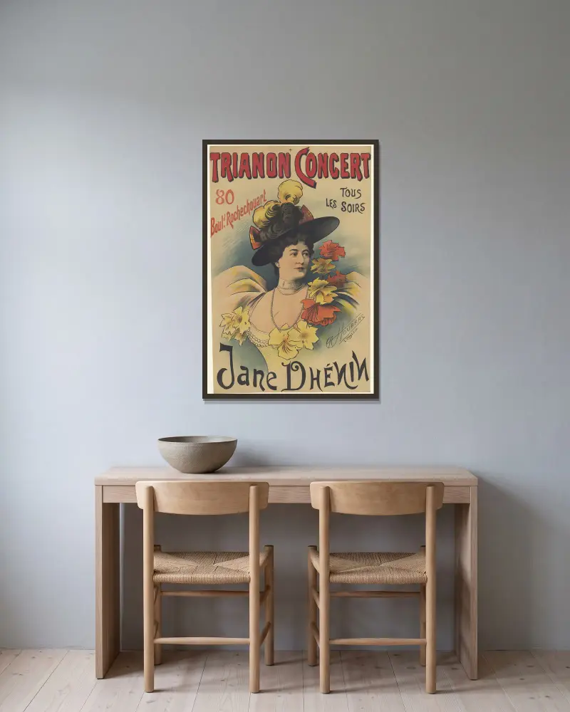 Trianon-Concert, varje kväll, Jane Dhenin av Alfred Choubrac inramad på en vägg