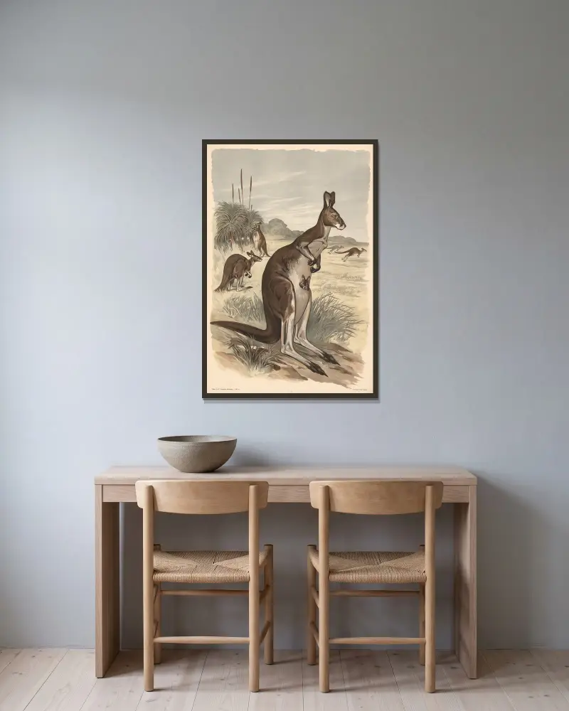 Känguru von Alfred Fiedler gerahmt an einer Wand