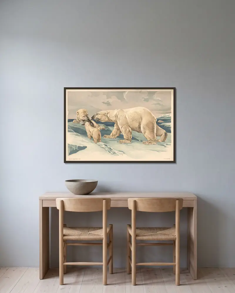 Eisbär von Alfred Fiedler gerahmt an einer Wand