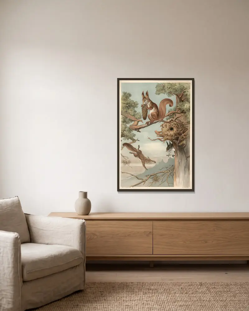 Eichhörnchen von Alfred Fiedler gerahmt an einer Wand