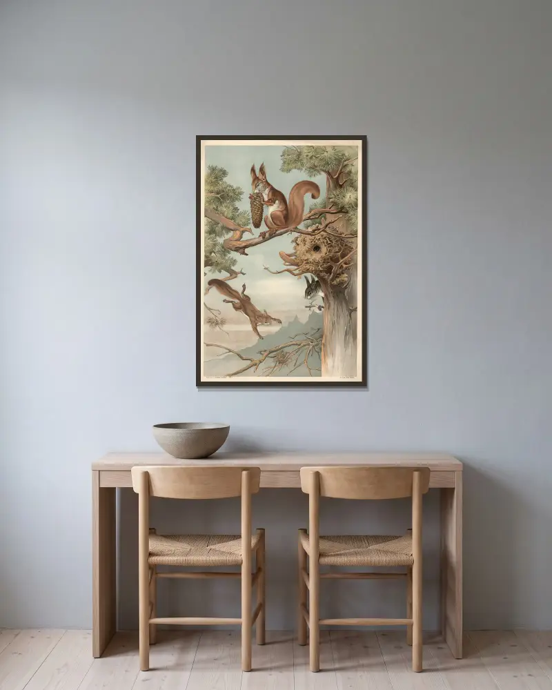 Eichhörnchen von Alfred Fiedler gerahmt an einer Wand
